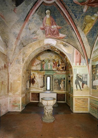 Interior of the Baptistery with fresco depicting scenes from the Life of Saint John, by Tommaso Masolino da Panicale by Tommaso Masolino da Panicale